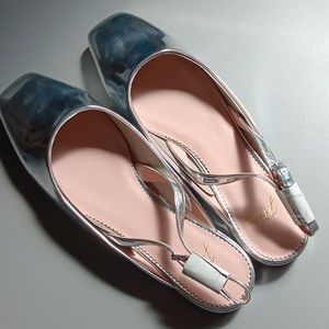 J Crew Silver Ballet Slingbacks- Size 9 NWOT